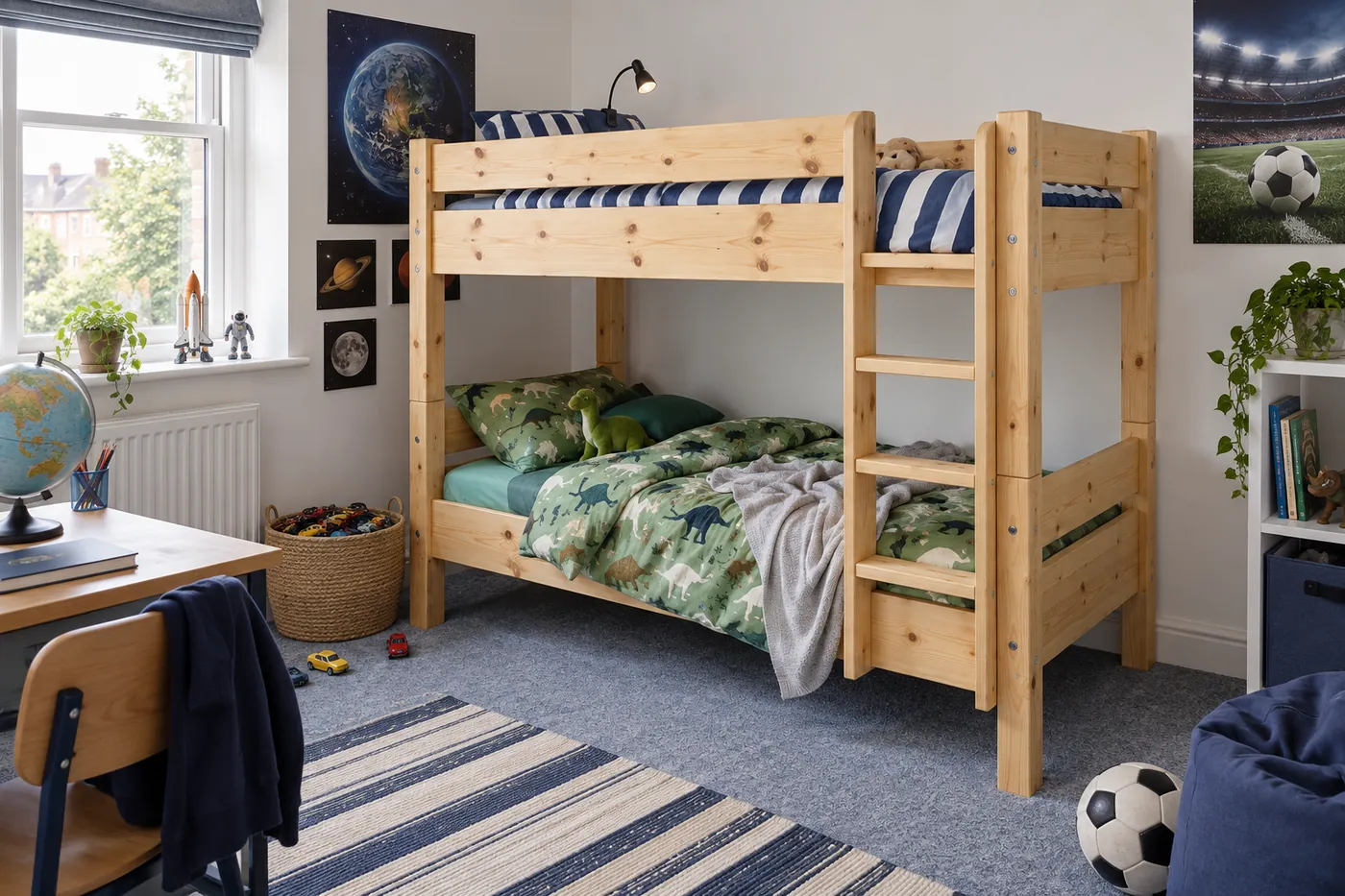 Habitación compartida con litera Duna de pino macizo
